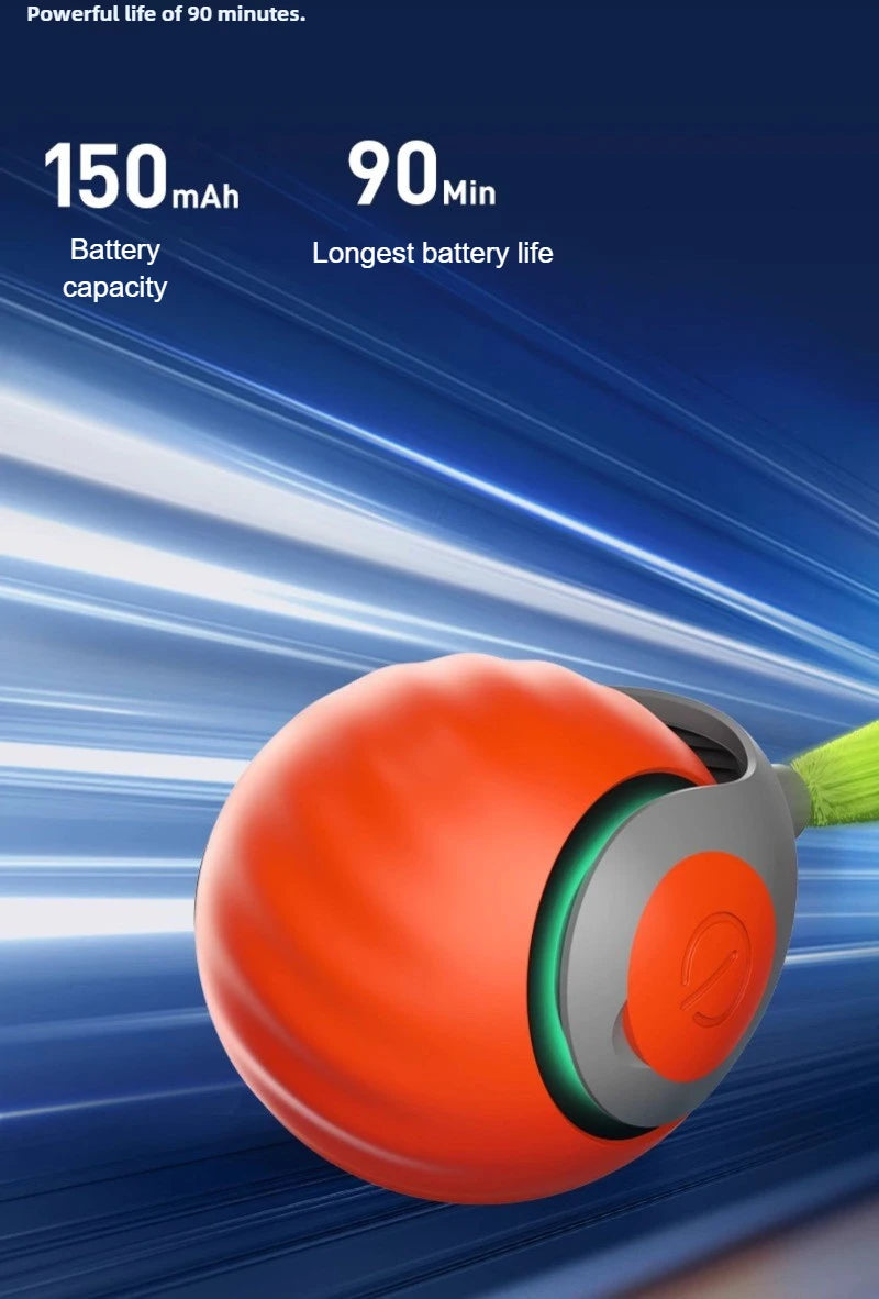 Interactive Cat Toys Ball Automatic Rolling Smart Ball with Faux Tail USB Rechargeable Electric Pet Toy for Teaser and Training