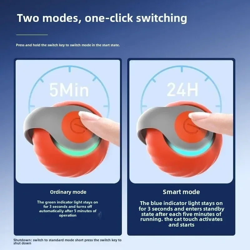 Interactive Cat Toys Ball Automatic Rolling Smart Ball with Faux Tail USB Rechargeable Electric Pet Toy for Teaser and Training