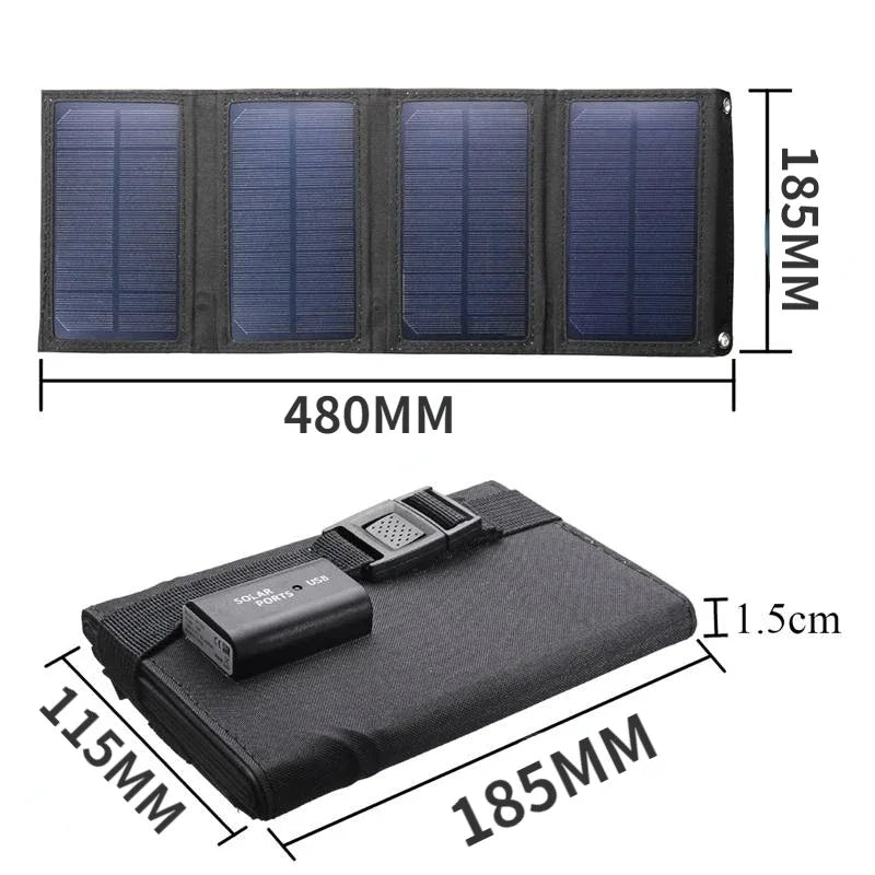 Panel Solar Portátil Plegable 40W/70W con Puertos USB 5V – Cargador Solar Resistente al Agua para Celulares y Accesorios de Camping.