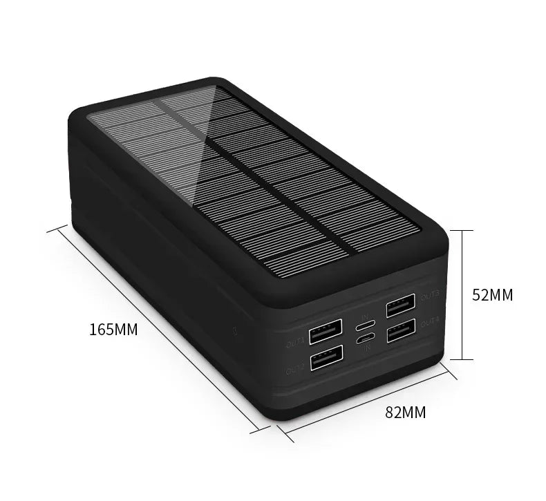 Cargador Solar portatil de 20.000-100.000mAh con Wireless y USB - Potencia Ecológica con 4 USB y Carga Inalámbrica.