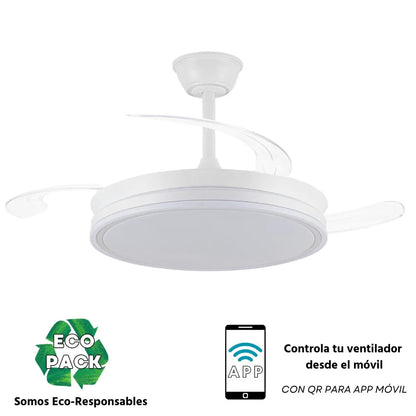 Ventilador de Techo LED con Control Inteligente – 6 Velocidades, Motor DC y Luz Regulable.