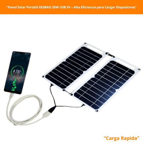 Panel Solar Portátil  35W USB 5V – Alta Eficiencia para Cargar Celulares y Dispositivos en Exteriores
