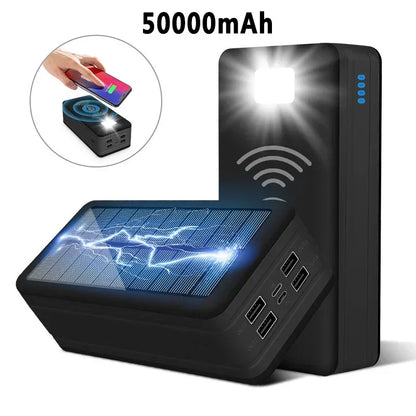 Cargador Solar portatil de  20.000-100.000mAh con Wireless y USB - Potencia Ecológica con 4 USB y Carga Inalámbrica.