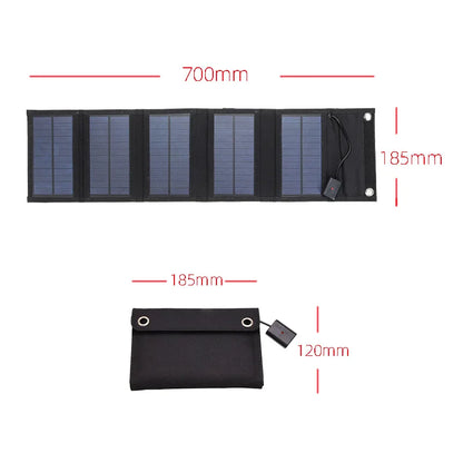 Panel Solar Portátil Plegable 40W/70W con Puertos USB 5V – Cargador Solar Resistente al Agua para Celulares y Accesorios de Camping.