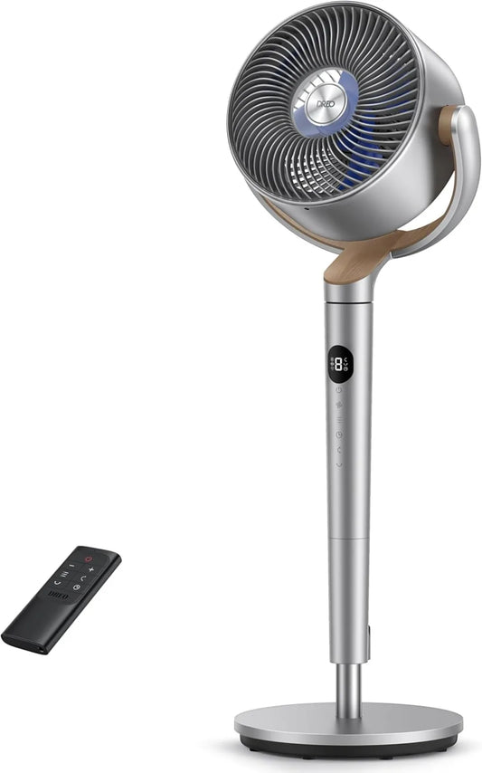 Ventilador de pie silencioso con Mando a Distancia – Caudal de 1200 m³/h, Cobertura de 24 m, Solo 23 dB, 3 Modos de Uso.